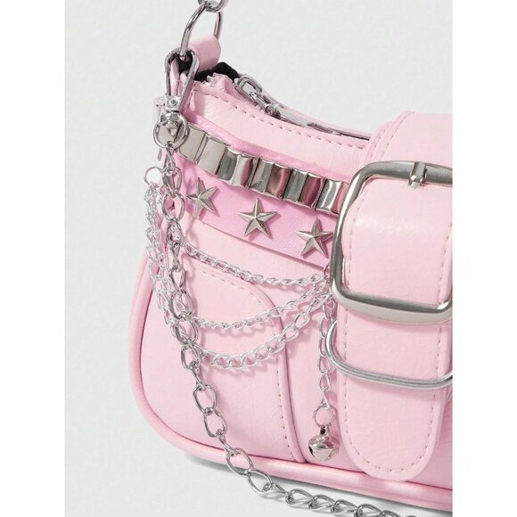 Pink Y2K Coquette Handbag with Chain Strap - Effortless Style for Any Occasion - Picture 4 of 8